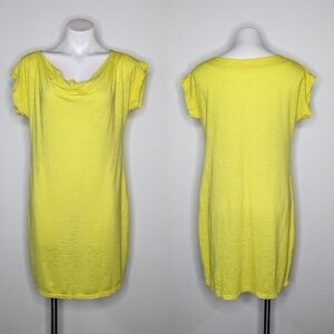 Eileen Fisher yellow lightweight short sleeve slouch neck dress XS